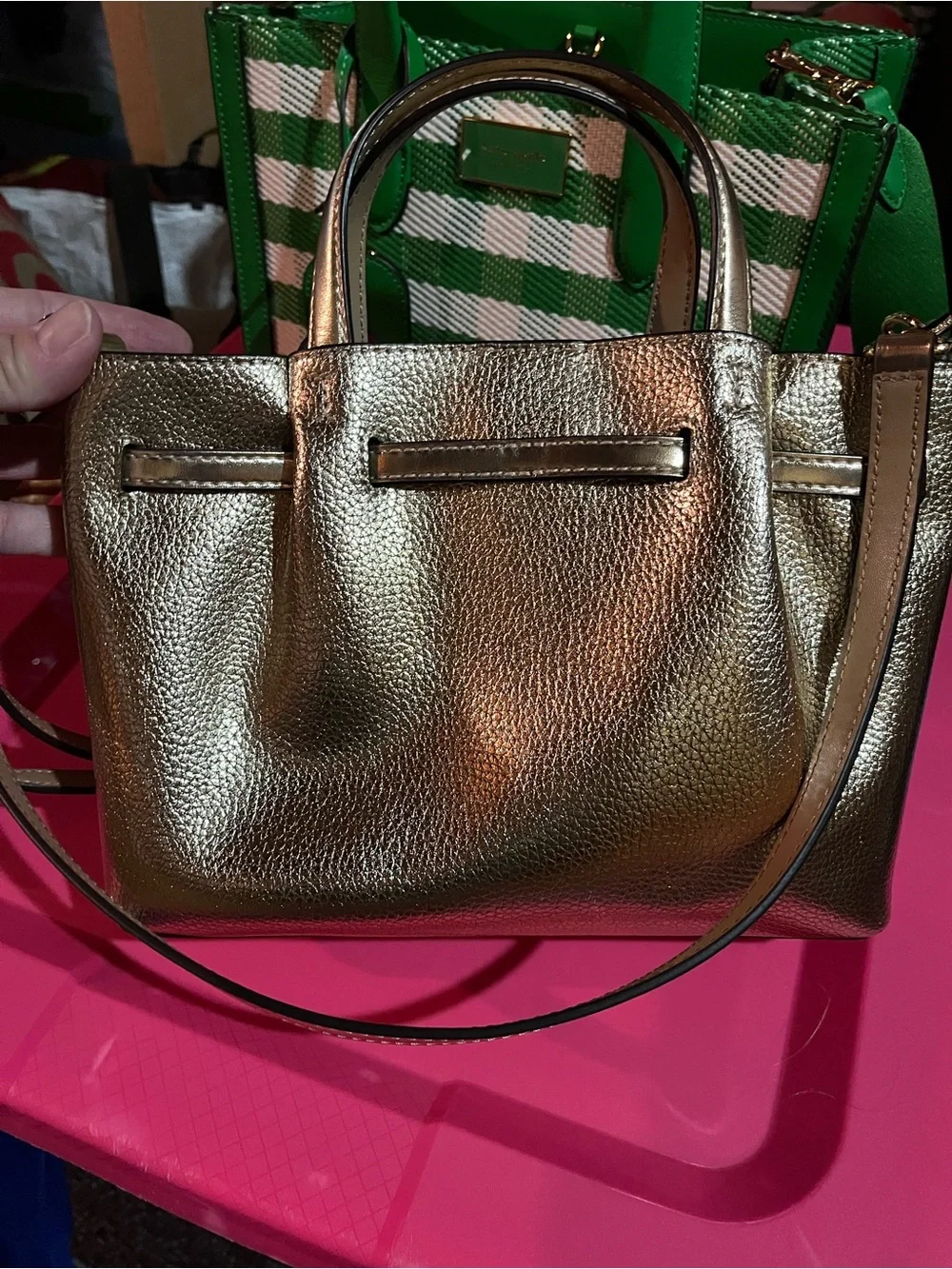 kate spade Metallic Gold Pebbled Satchel